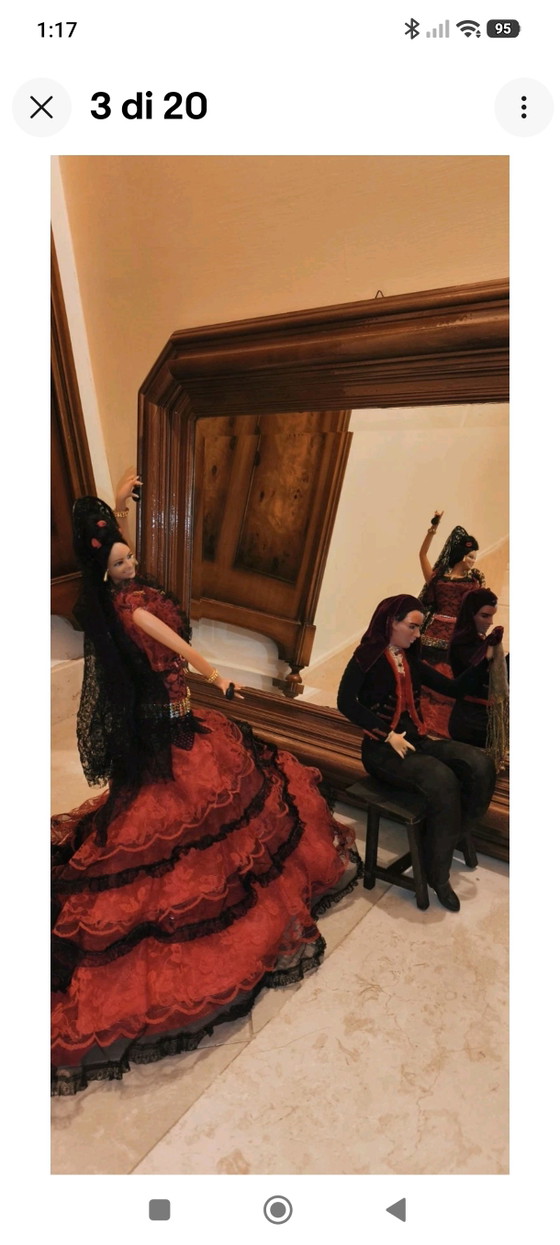 Pair of Flamenco Dancers 48cm Vintage Spanish Marin Chiclana – Decorative Objects, Plastic, Textile (photo 3 of 15)