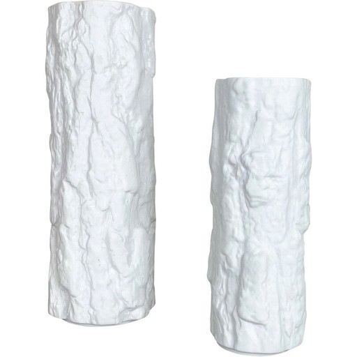 Paire de vases en porcelaine Op Art Brutalist par Bareuther, Allemagne 1970