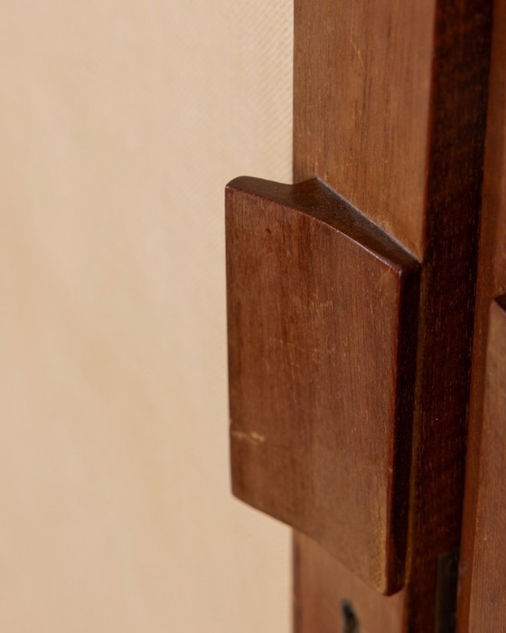 Image 1 of 1960s Italian Design Two-Door Wardrobe in Wood and Fabric