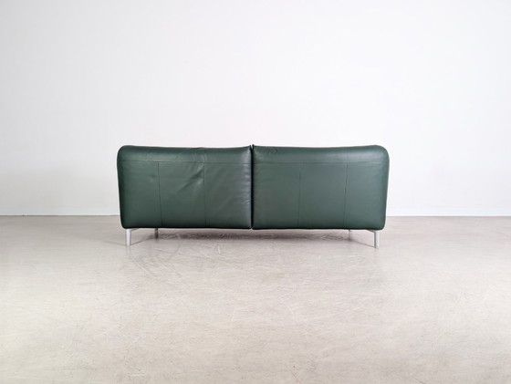 Image 1 of Original Rolf Benz Sofa Leder Design Couch dunkelgrün Zweisitzer