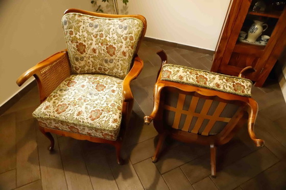 Image 1 of Set aus 2 deutschen Chippendale-Rohrsesseln von Adolf Wrenger