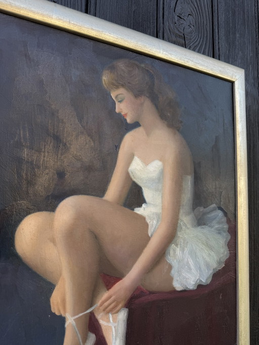 Oil painting on canvas, dancer Joan Mayor