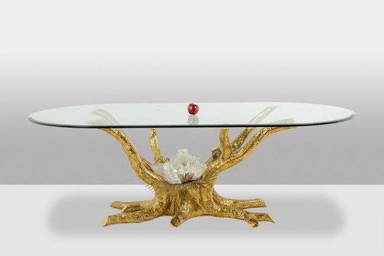 Image 1 of Pierre Duval Brasseur. Gilt brass dining table. Circa 1970.
