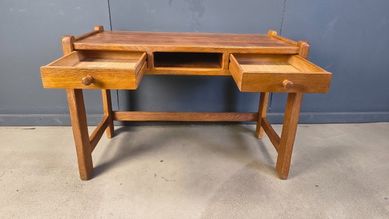 Image 1 of Vintage oak vanity table or desk by Depuydt Belgium, 1960s