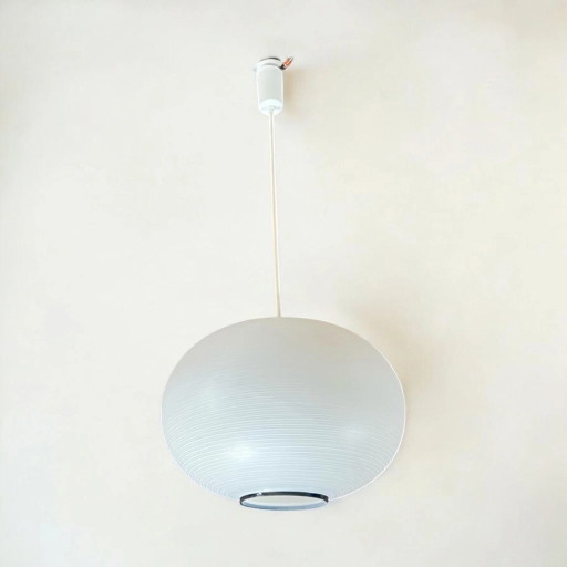 Mid Century Modern of Space Age Hanglamp met Grote Wit/Zwart Opaalglazen Bol, vergelijkbaar met Doria of Peill & Putzler.
