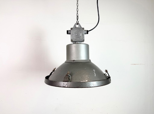 Industrial Grey Hammer Paint Pendant Lamp from Elektrosvit, 1960s
