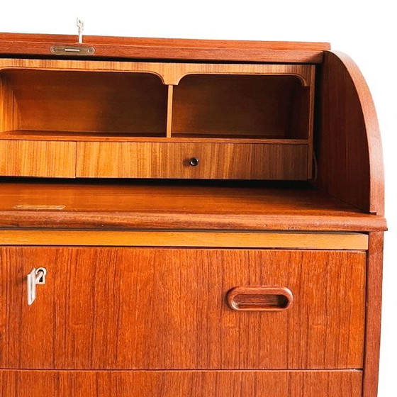 Image 1 of Vintage Egon Ostergaard deens design mid-century roltop secretaire kast bureau 1960's