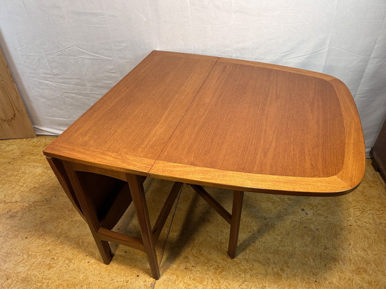 Image 1 of Mid-Century Retro Vintage Teak Drop Leaf Dining Table by McIntosh – 1960–1970  Elegant, Functional, and Space-Saving | Classic B