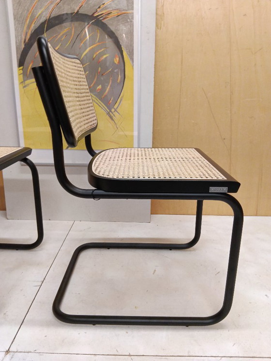 Image 1 of ALIVARMVSEVM 104. SET of 2 CESCA B32 Chairs (NEW) in Black Frame Limited Edition 