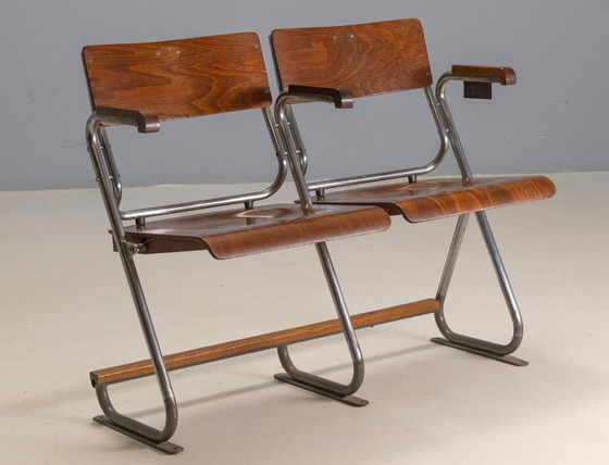 Image 1 of Banco plegable de dos plazas, estilo Bauhaus, década de 1930, Checoslovaquia