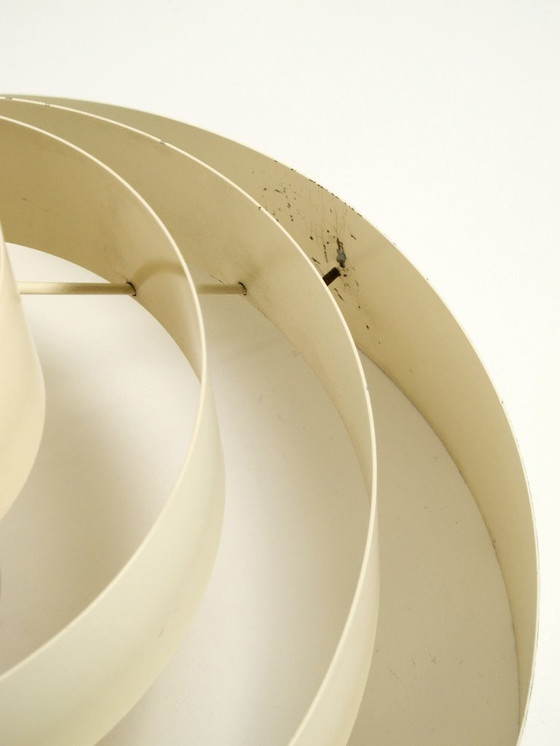 Image 1 of Zware, massief metalen hanglamp met lamellen uit de jaren 60 uit het ruimtetijdperk