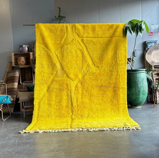 Tapis berbère marocain jaune sur mesure 3 x 2 m