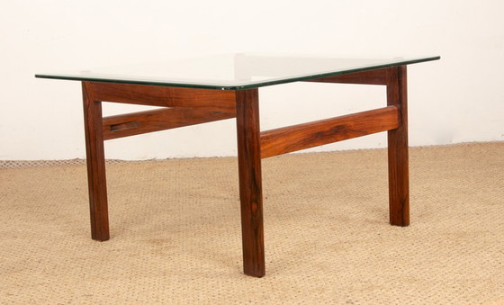 Image 1 of Danish Coffee Table in Rosewood and Glass by Arne Wahl Iversen 1960.