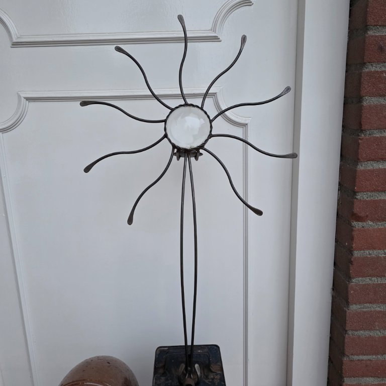 Vintage Wrought Iron Wall Candle Holder with Glass Magnifying Glass