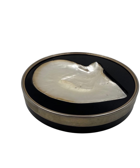 Hollywood regency shell vide poche, Italy 1970, Decorative Objects, Metal, Other, Black, Mid Century Modern (photo 7 of 13)
