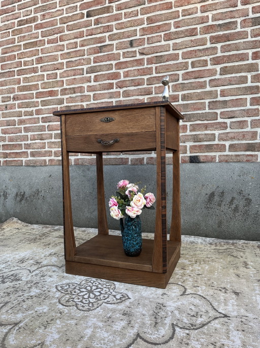 Vintage Antiek Art Deco Eikenhouten Bijzettafeltje Naaitafeltje – Wood
