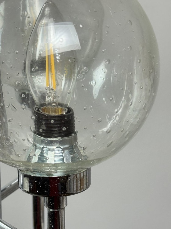 Image 1 of Lámpara colgante de tres globos cromada de diseño de mediados de siglo, Alemania, década de 1970