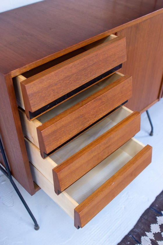 Image 1 of Vintage teak string shelf sideboard highboard 60s