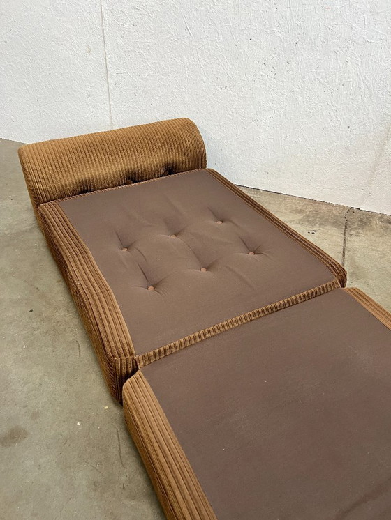 Image 1 of Vintage Fauteuil, Daybed/uitklapbed, Bruin Corduroy, 1970