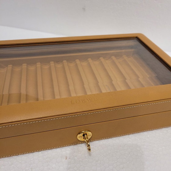Image 1 of Pennenhouder/organizer, camelkleurig leer, vintage, Loewe, jaren 80 – Spanje