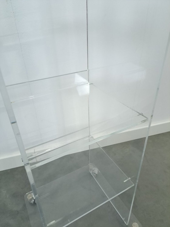 Image 1 of Plexiglass Shelving Unit Storage Cabinet on Wheels