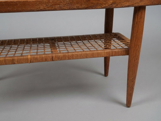 Table basse vintage en teck avec étagère en rotin tressé – Années 1960 – Tables basses, Wood (photo 6 of 7)