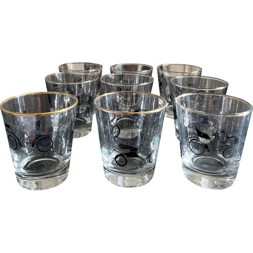 Vintage ijsemmer met 9 glazen, 1950