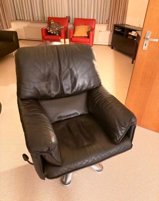 Sillón reclinable de cuero Leolux, giratorio, de primera calidad