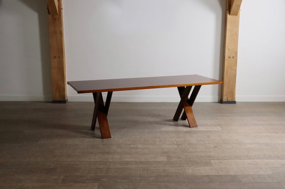 Image 1 of Mesa de comedor TL58 en nogal, diseñada por Marco Zanuso para Poggi, Italia, década de 1960.