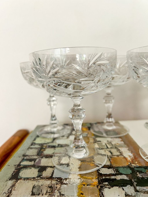 5 coppe di champagne Kristal vintage