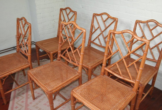 Image 1 of Set di 6 sedie vintage Chippendale in finto bambù (Jonathan Adler)