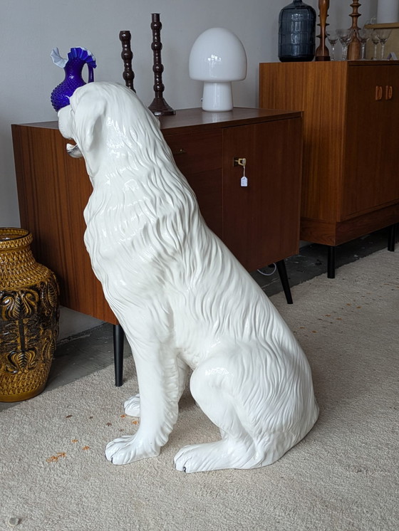 Image 1 of Vintage keramiek beeld, Pyreneese Berghond uit Italië 