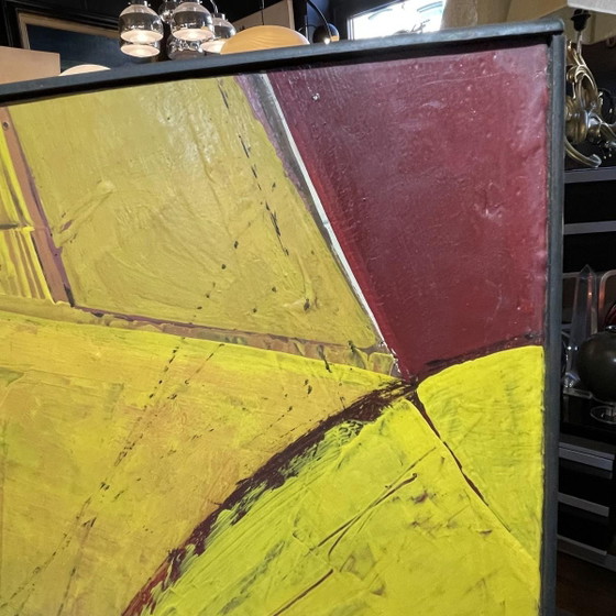 Serge Detriaux, Composition abstraite jaune, Huile sur panneau, 1982 – Peintures et dessins (photo 8 of 13)