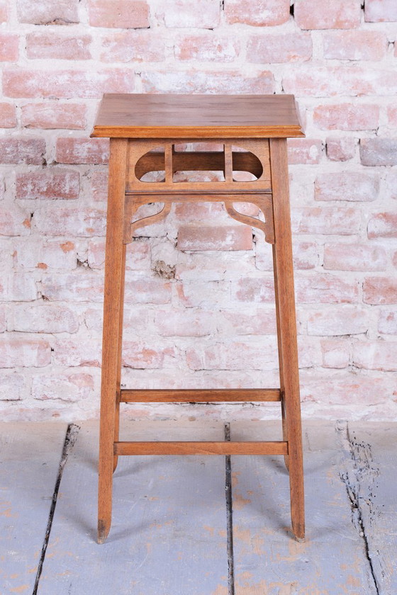 Restored Art Nouveau Pedestal, Walnut, Revived Polish, Czech, 1900s – Column, Wood (photo 7 of 14)