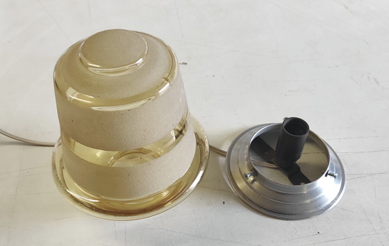 Image 1 of Lampadario vintage in vetro fumé/satinato - metà del XX secolo