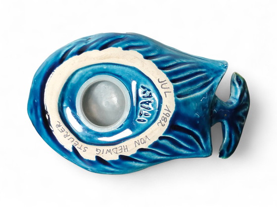 Image 1 of Tirelire Bitossi Rimini Blu Fish – Céramique italienne du milieu du XXe siècle par Aldo Londi