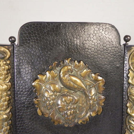 Image 1 of Stalen Art Deco kamerscherm met messing details, jaren 30