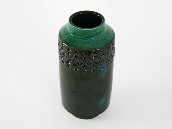 Image 1 of Grüne Keramikvase, dänisches Design, 1970er Jahre, hergestellt in Dänemark