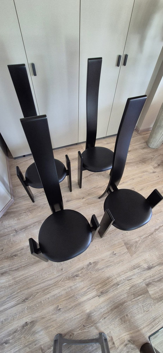 Image 1 of Set of 4 Original “Golem” Chairs by Vico Magistretti for Poggi – Black