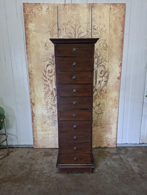 Colonial chest of drawers, apothecary cabinet, filing cabinet, dimensions: 41x43cm and 135cm high.