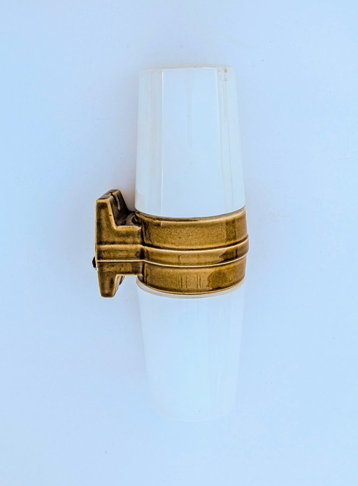 Große „Bernadotte“ Modell 6065 Double Ocker Porzellan-Wandleuchte von Sigvard Bernadotte für Ifö – 1960er Jahre