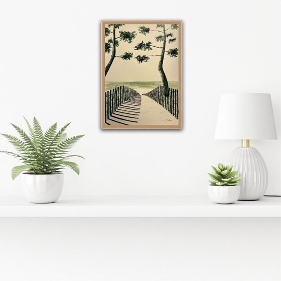 Image 1 of Inchiostro verde oliva su carta naturale da 250 g. Dimensioni 40x30 cm.