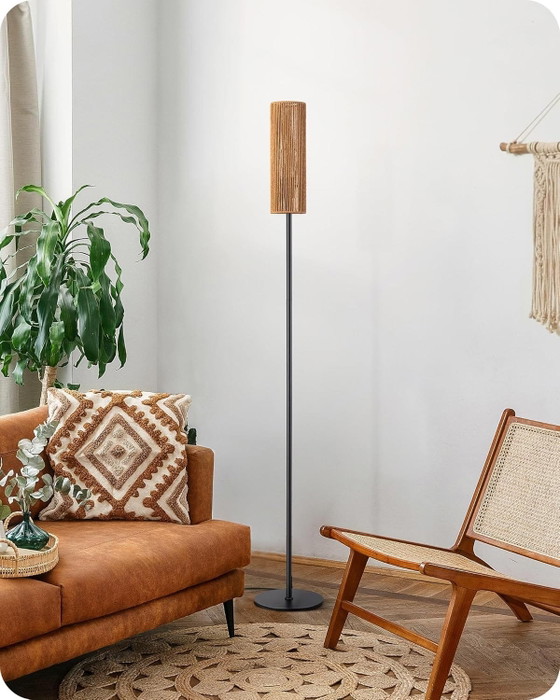 Lampada da terra Corda Naturale E27 Nera, Stile Scandinavo, Lampade da terra, Metallo, Nero, Scandinavian (foto 2 di 8)
