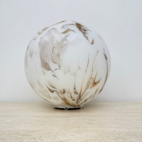 Image 1 of Vintage glass table lamp marble decor , 1970s 