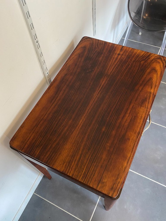 Image 1 of Vintage 1950s rosewood veneer side table/desk with one drawer