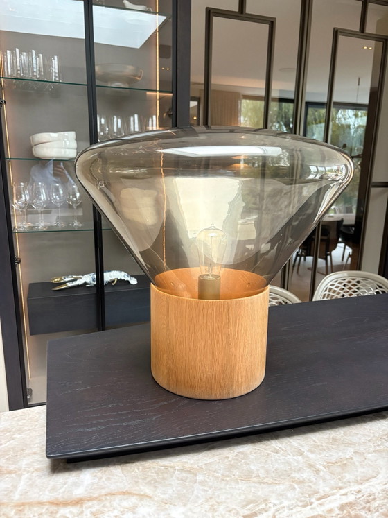 Brokin Muffin Tischlampe Großes Modell 50 cm – Tischlampen, Glas, Holz (photo 2 of 5)