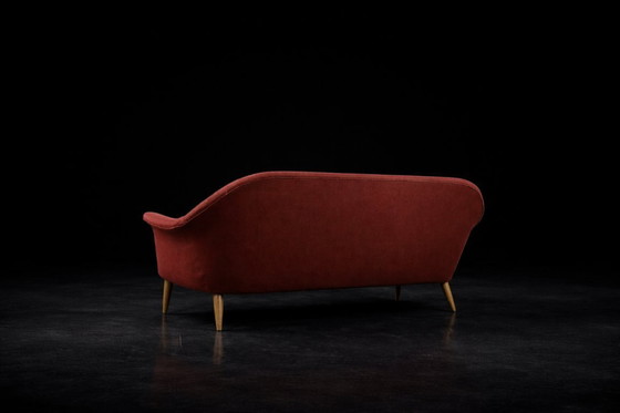 Image 1 of Canapé 3 Places Vintage Élégant Scandinave Moderne Mid-Century Rouge de Bröderna Anderssons, 1950s
