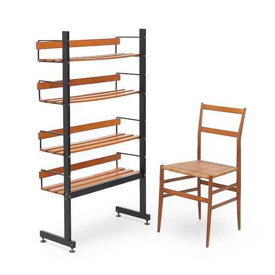 Image 1 of Librería de metal y fresno, años 60