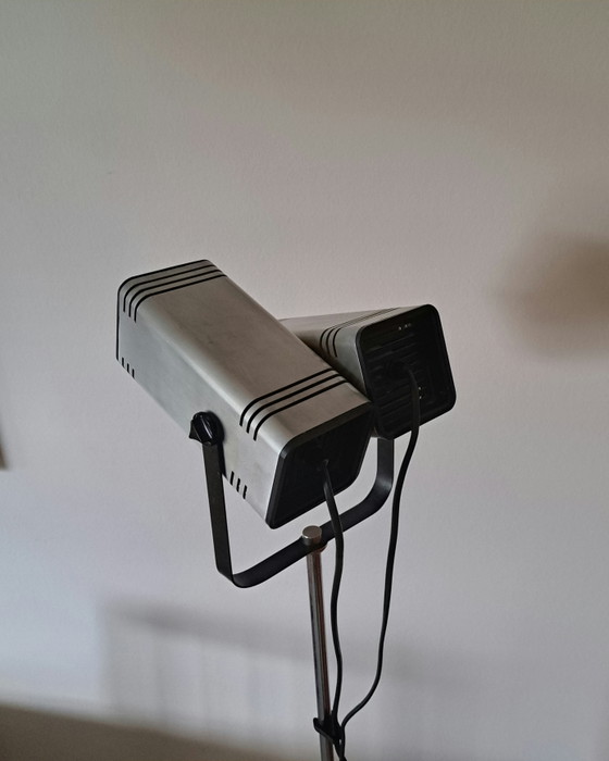 Lampadaire vintage Space Age à double spot – Style FASE Madrid – Argent – Metal, Plastic (photo 2 of 8)