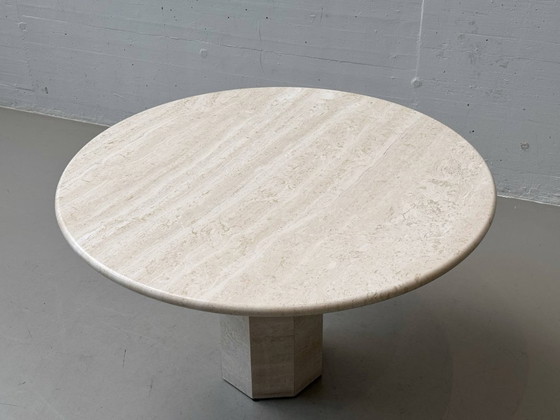Image 1 of Mesa redonda de travertino, Italia, años 70